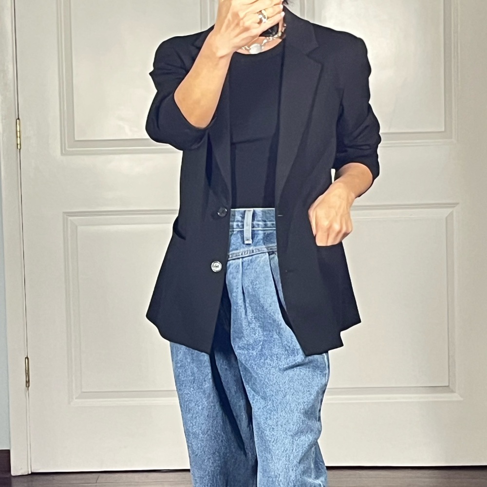 Yansi Fugel classic black essential jacket blazer size 6